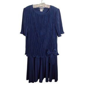 Ricardo Barone Pleated Layered Formal Gown Midi Dress 18W Wedding Guest USA Vtg